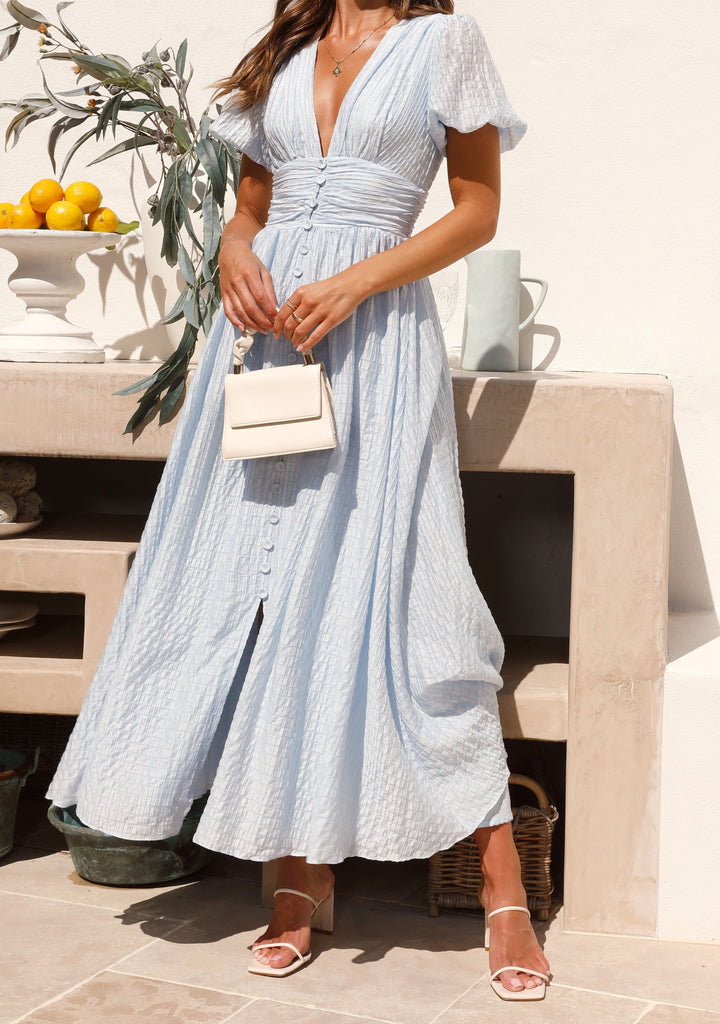 Clara - Textured Button Maxi Dress