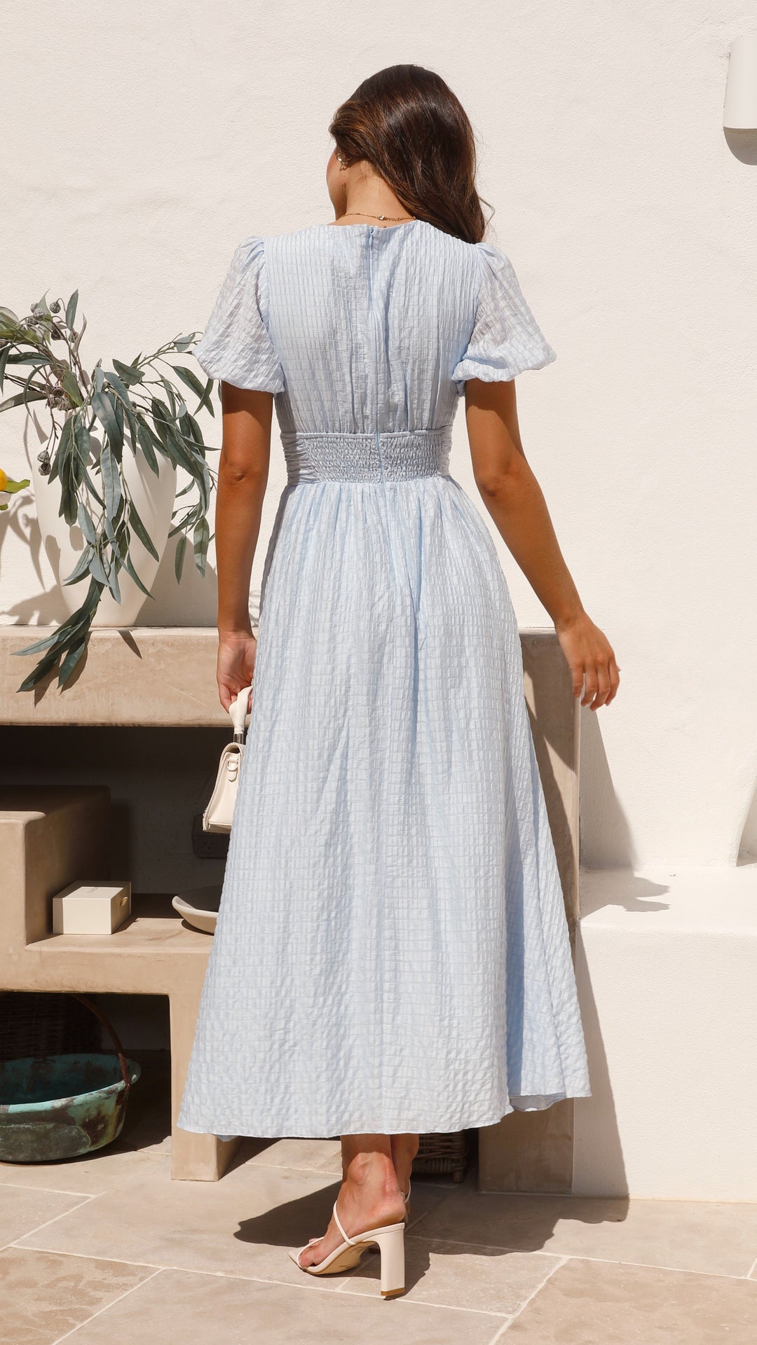 Clara - Textured Button Maxi Dress