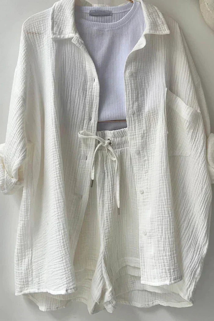 Avery – Solid Colour Shirt & Shorts Set