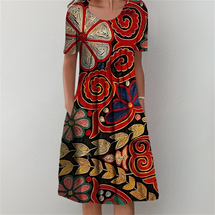 Lena-Bloom Print Pocket Dress