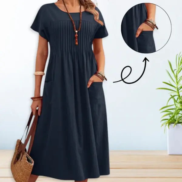 Madeline – Casual Pleated Midi Dress