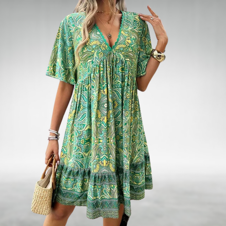 Madilyn – Boho V-Neck Mini Dress
