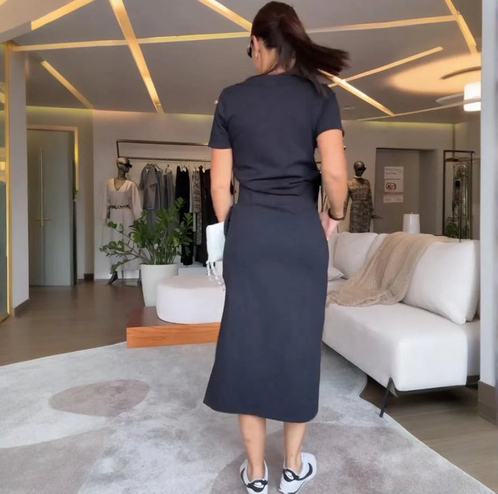 Aria-Drawstring Midi Dress
