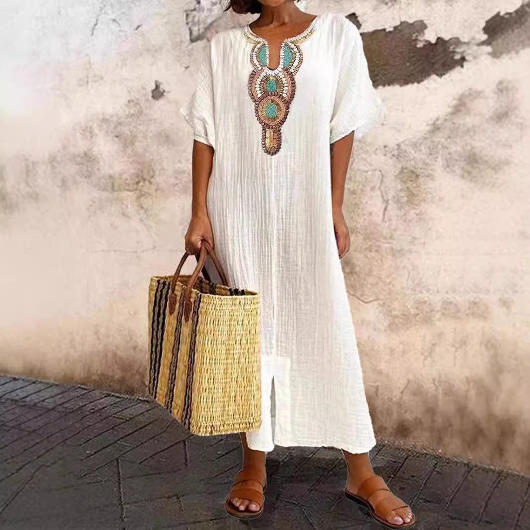 Zahara – Embellished Boho Midi Dress