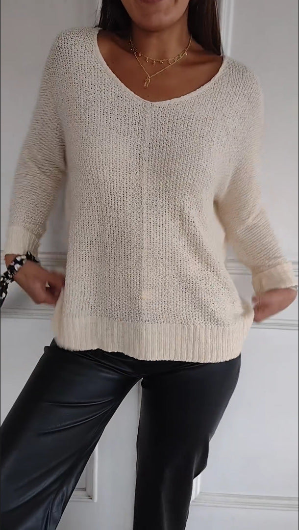 Elsa-Lightweight Knit V-Neck Jumper