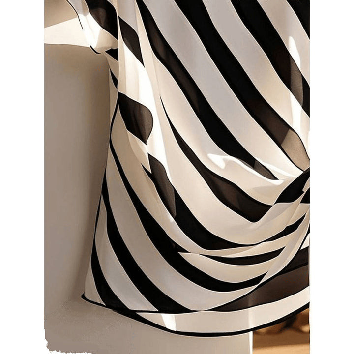 Tessa – Diagonal Stripe Tie Blouse