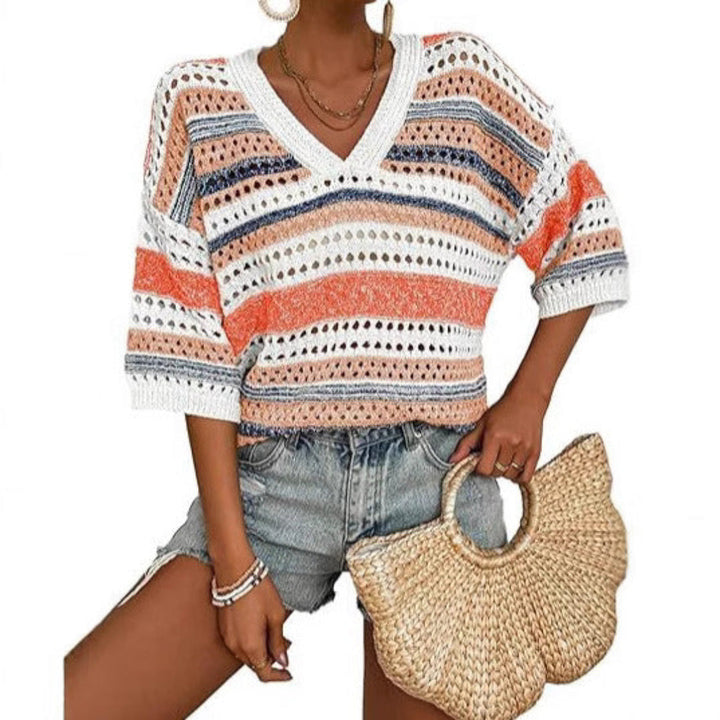 Maya – Boho Knit Stripe Pullover