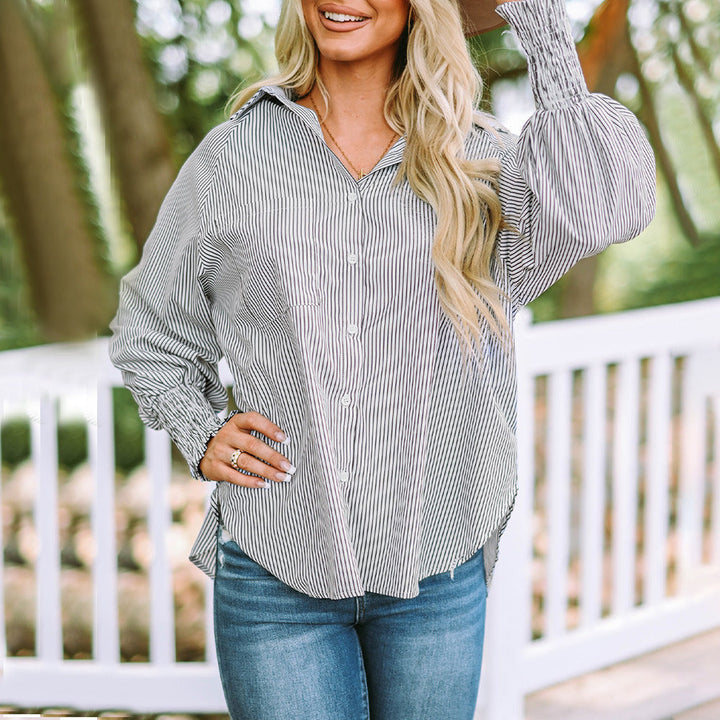 Sophie-Relaxed Striped Button-Up Blouse