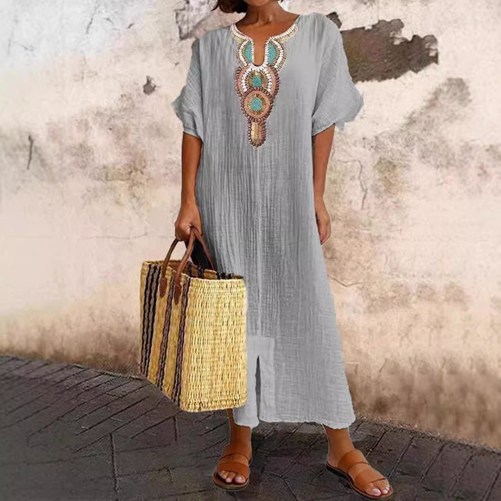 Zahara – Embellished Boho Midi Dress