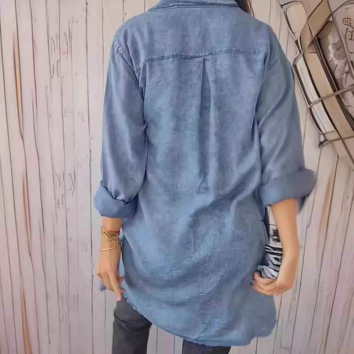 Jodie - Frayed Edge Shirt Dress