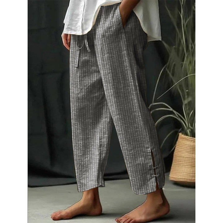 Talia – Textured Grid Soft-Leg Pants