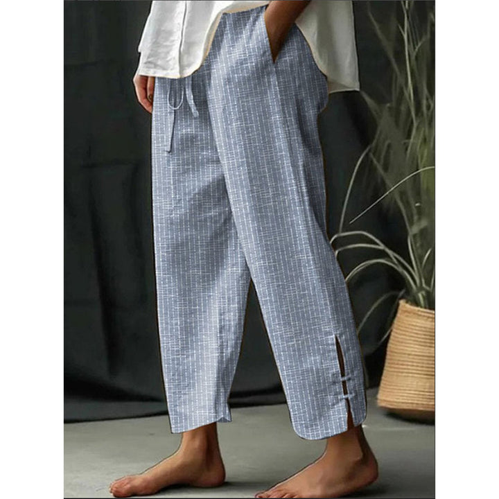 Talia – Textured Grid Soft-Leg Pants
