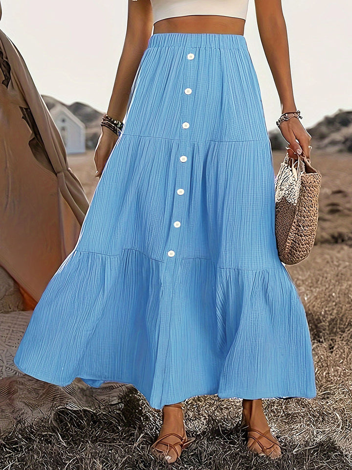 Nina – Tiered Button Waist Maxi Skirt