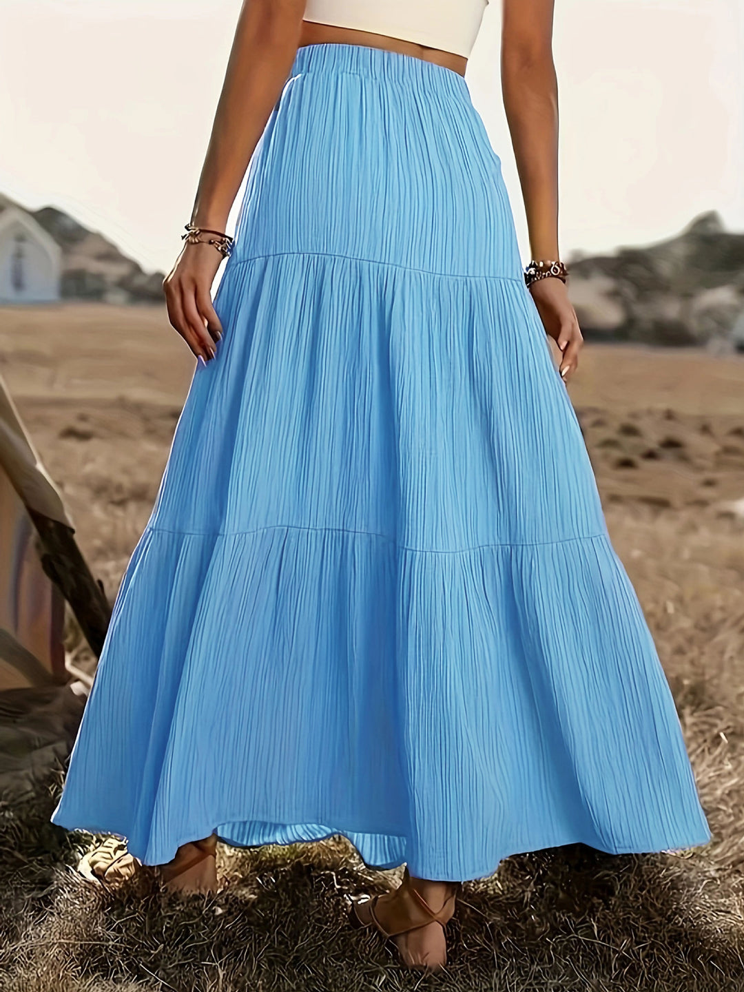 Nina – Tiered Button Waist Maxi Skirt