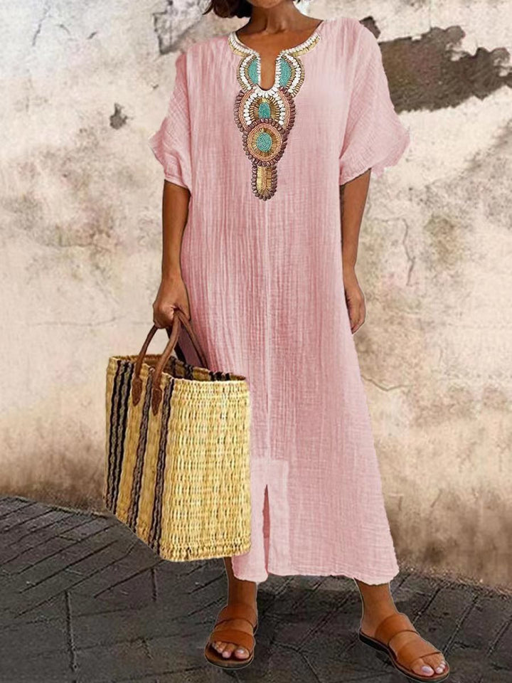 Zahara – Embellished Boho Midi Dress