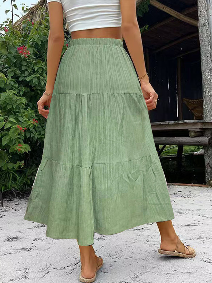 Nina – Tiered Button Waist Maxi Skirt