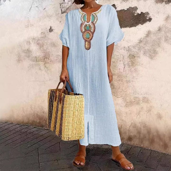 Zahara – Embellished Boho Midi Dress