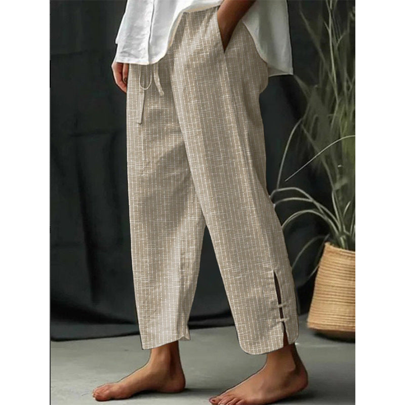 Talia – Textured Grid Soft-Leg Pants