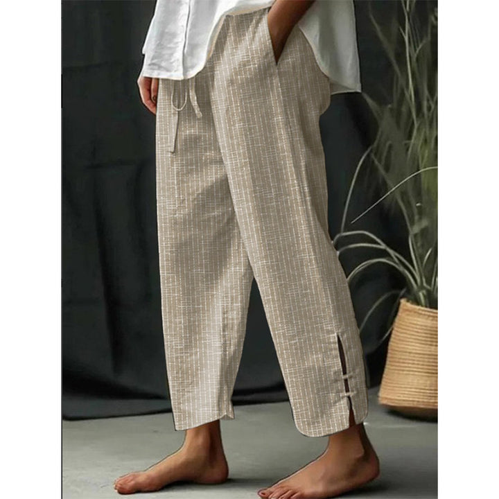 Talia – Textured Grid Soft-Leg Pants