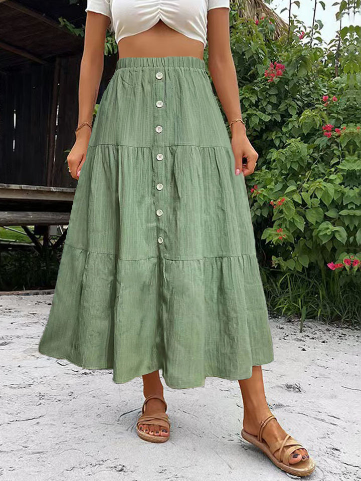 Nina – Tiered Button Waist Maxi Skirt