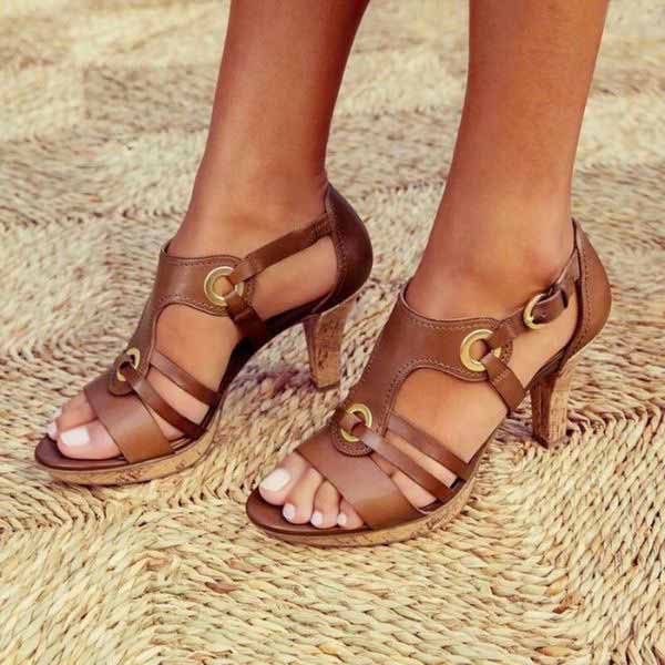 Carmen-Vintage Buckle-Strap Sandals