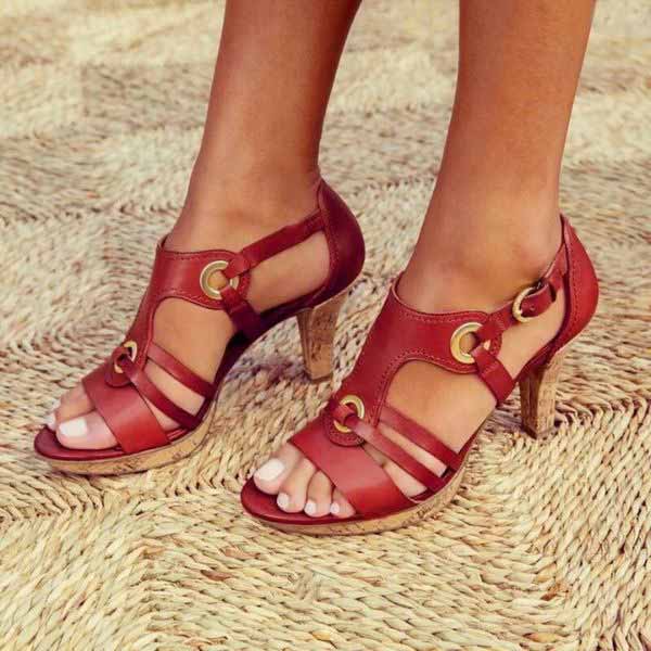 Carmen-Vintage Buckle-Strap Sandals