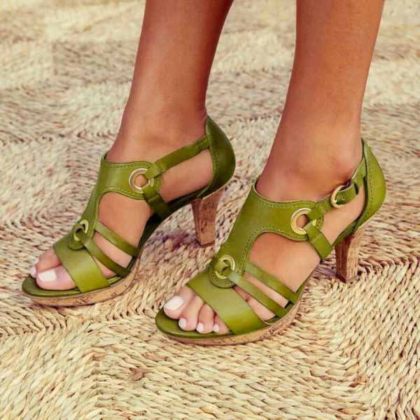 Carmen-Vintage Buckle-Strap Sandals