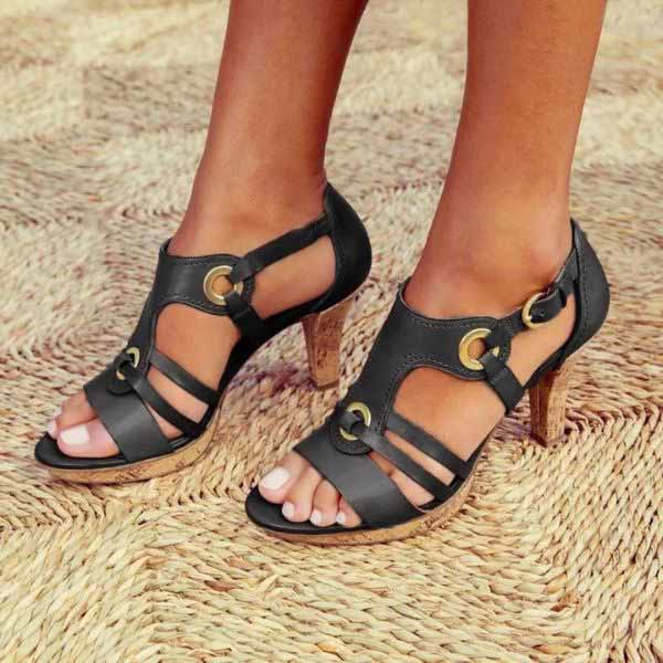 Carmen-Vintage Buckle-Strap Sandals