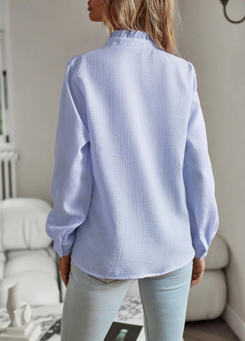 Isabelle – Ruffled Button-Up Blouse