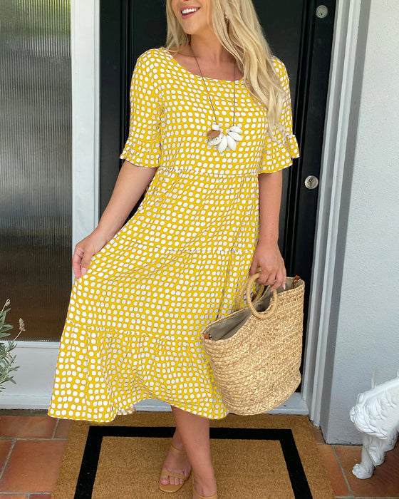 Callie-Ruffle-Sleeve Tiered Dress