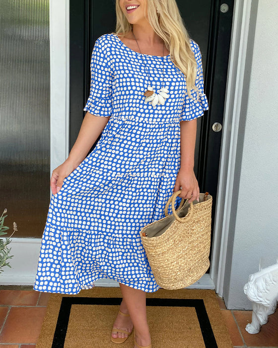 Callie-Ruffle-Sleeve Tiered Dress
