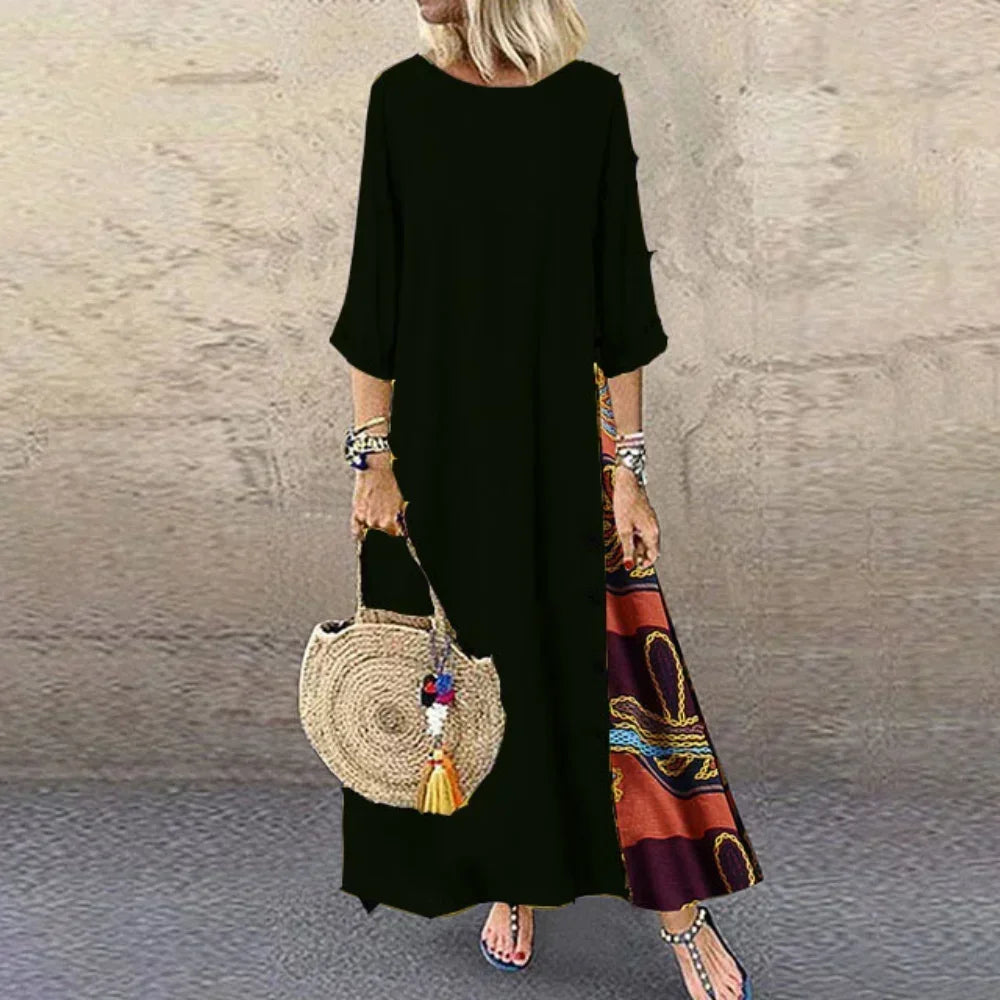 Mira-Contrast Hem Maxi Dress