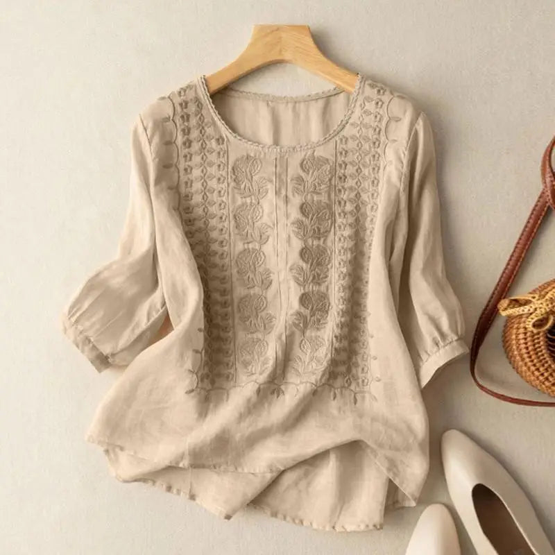 Evianne-Embroidered Detail Blouse