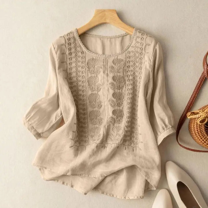 Evianne-Embroidered Detail Blouse