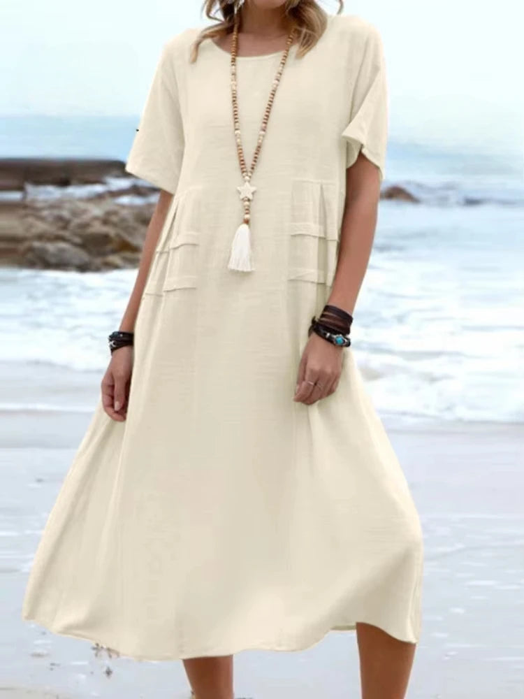 Olivia-Pure Cotton Relaxed Midi Dress
