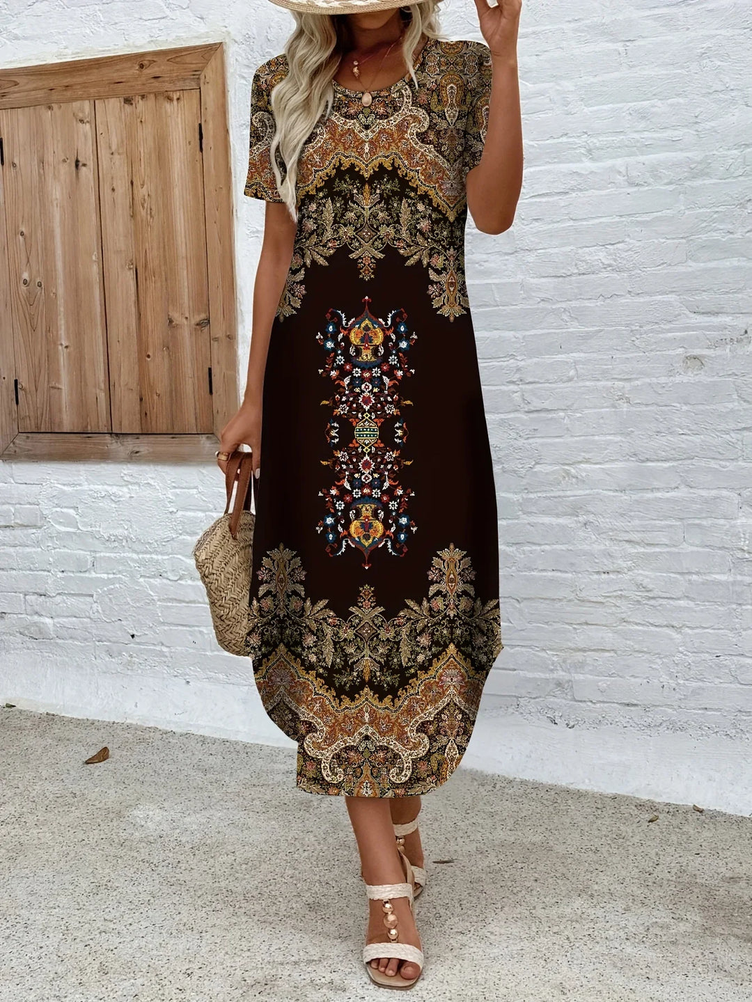 Aria-Boho Print Maxi Dress