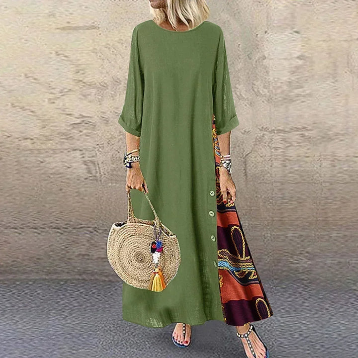 Mira-Contrast Hem Maxi Dress