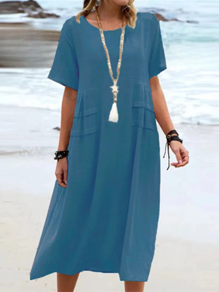 Olivia-Pure Cotton Relaxed Midi Dress