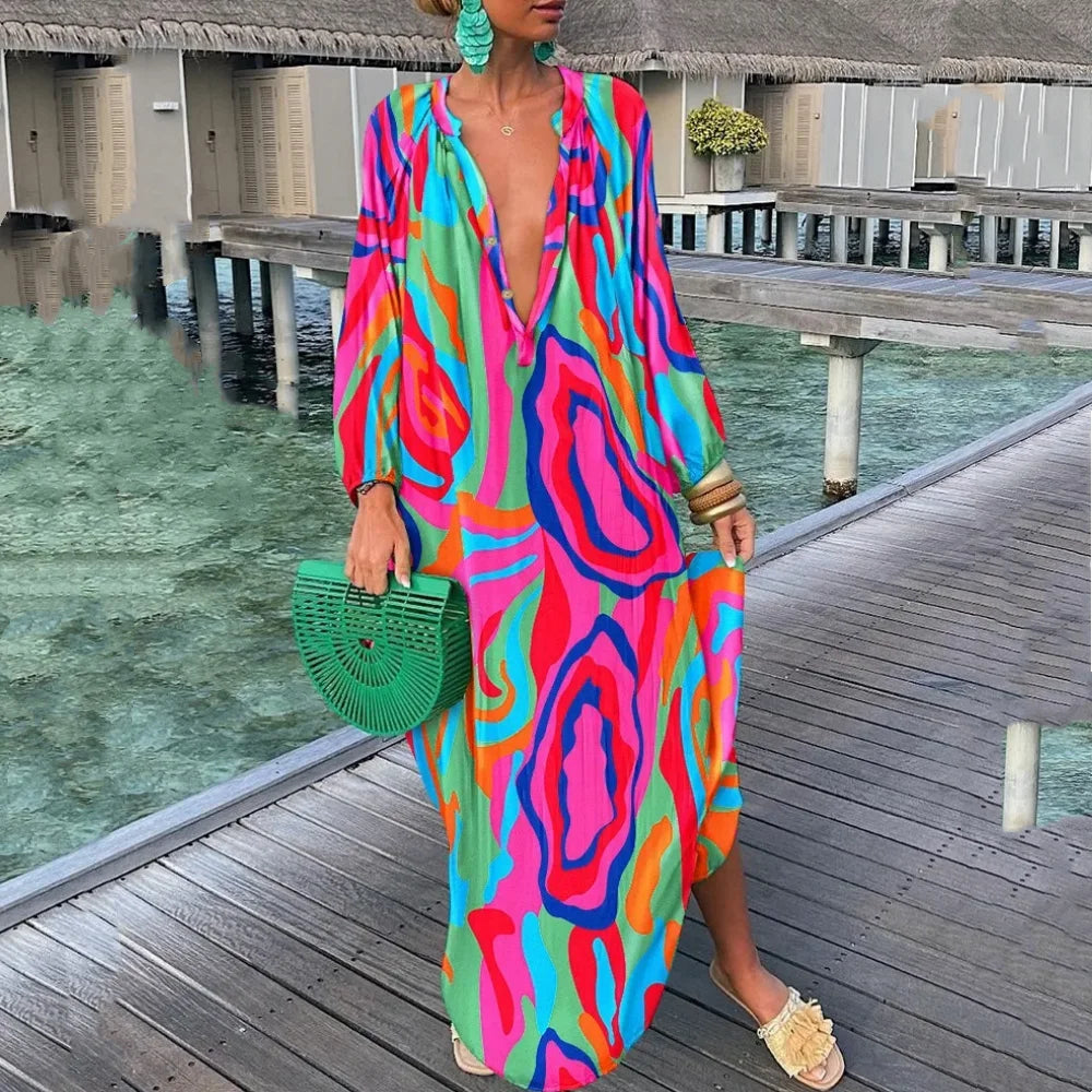Azie - Tropical Swirl Maxi Kaftan