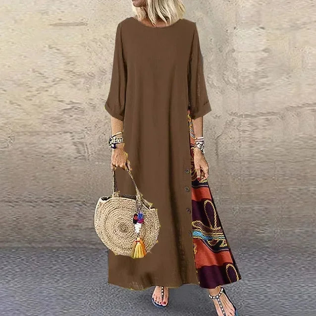 Mira-Contrast Hem Maxi Dress