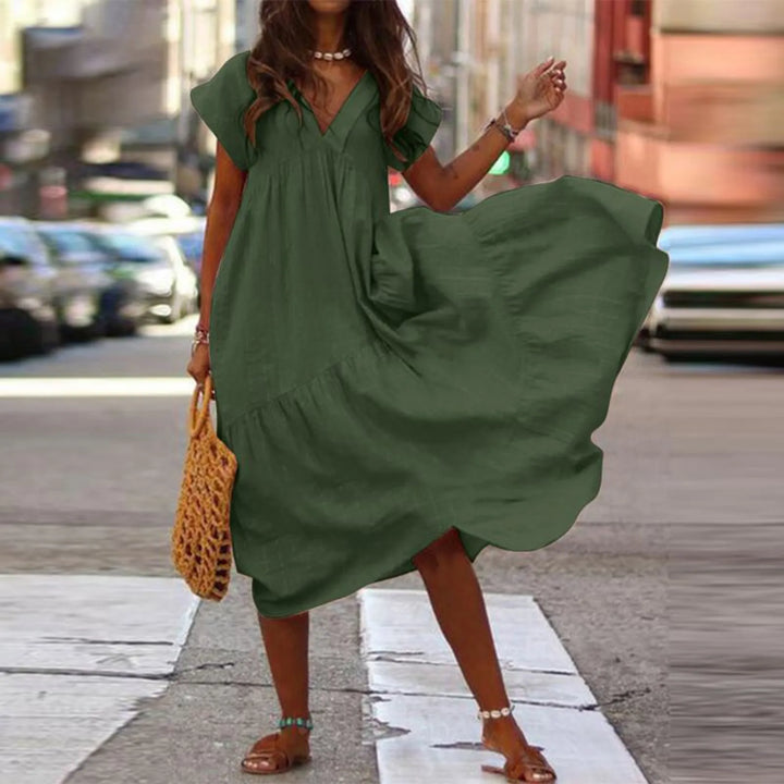 Ann - Flowy V-Neck Boho Maxi Dress