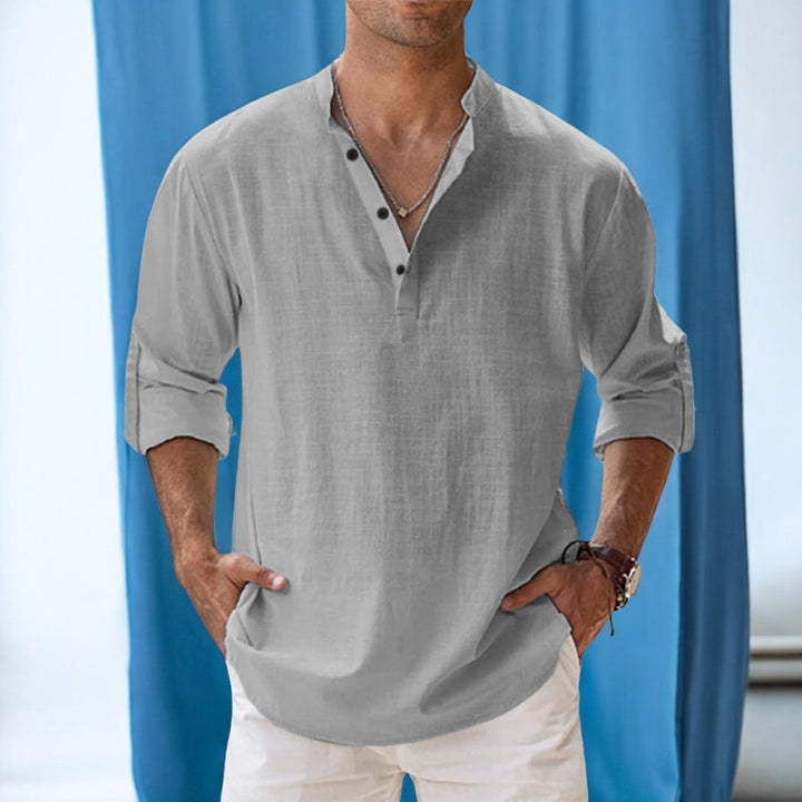 Logan – Casual Linen Henley Shirt