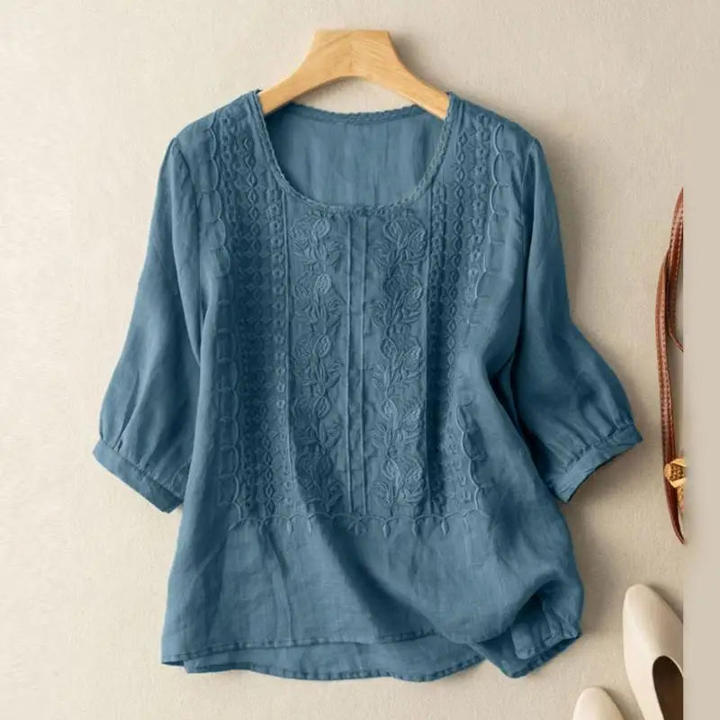 Evianne-Embroidered Detail Blouse