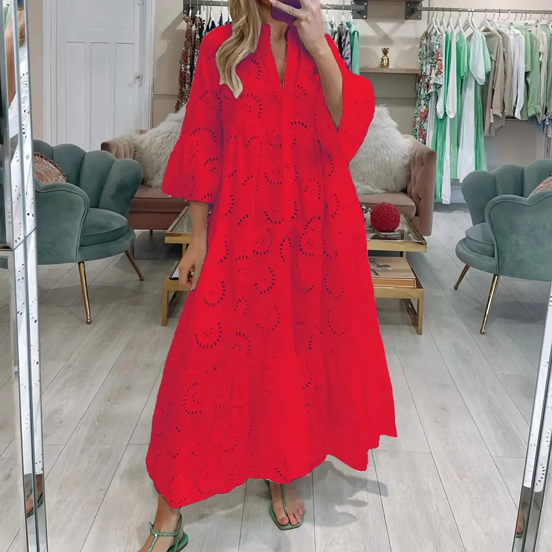 Luci – Embroidered Eyelet Maxi Dress
