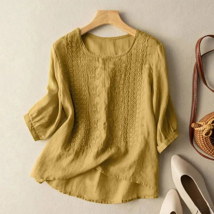 Evianne-Embroidered Detail Blouse