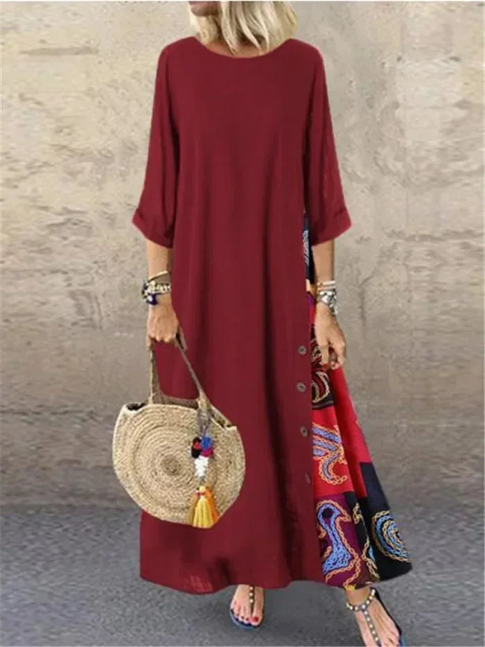 Mira-Contrast Hem Maxi Dress