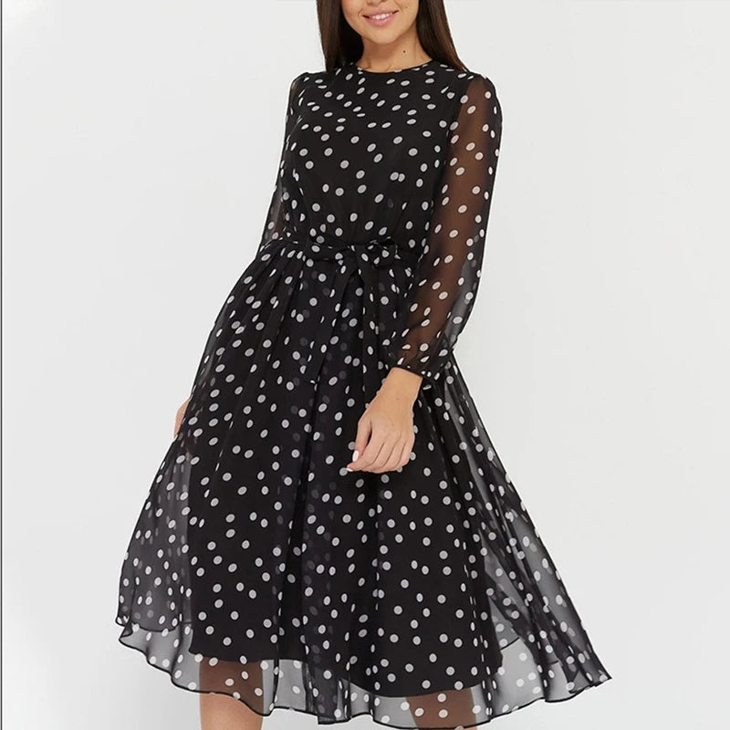 Amelia-Polka Dot Midi Dress