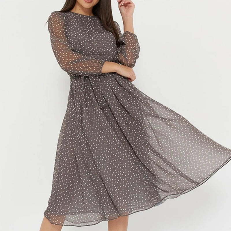 Amelia-Polka Dot Midi Dress