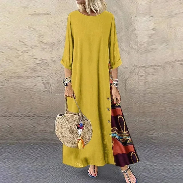 Mira-Contrast Hem Maxi Dress