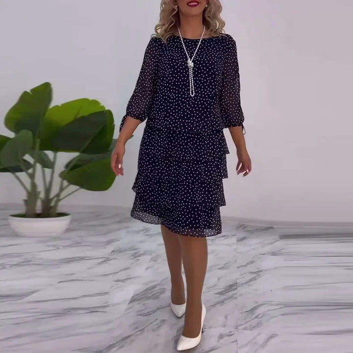 Ella-Polka Dot Tiered Midi Dress